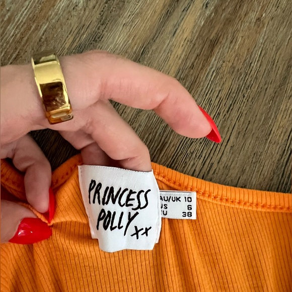 Princess Polly Orange Cotton Side Cut Out Dress - Picture 2 of 2